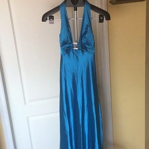 Beautiful turquoise long halter dress